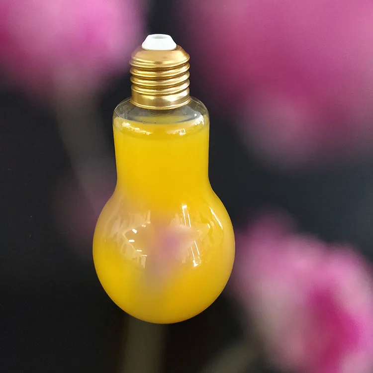 
300ml 8oz Juice Milk Tea Beverage Disposable Led Light Bulb Shape Cold Drink Pet Plastic Bottle With Cap - Buy Plastic Bulb Shap 