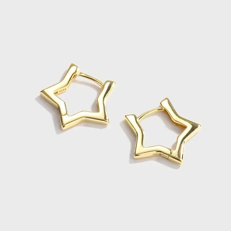 Cross-border hot fashion five-pointed star earrings simple personality earrings jewelry hollow five-star earrings