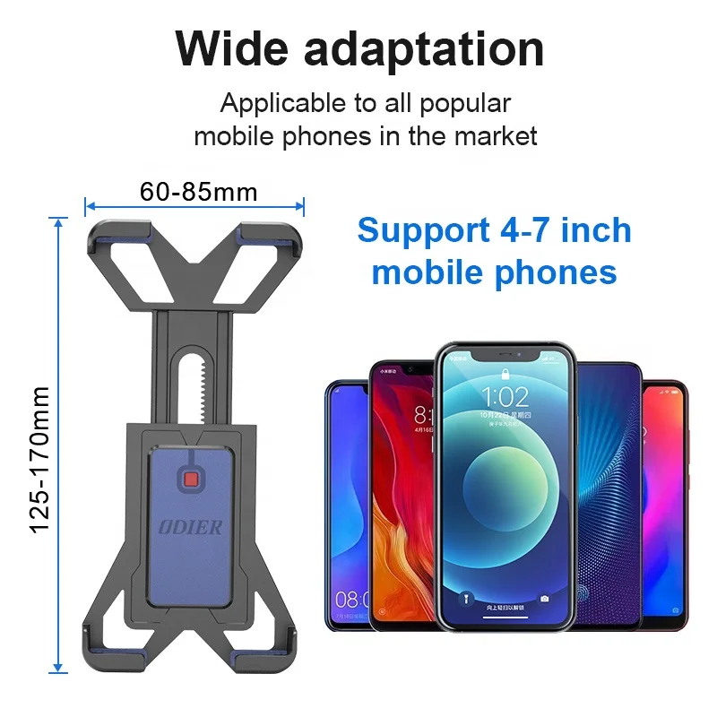 ODIER 2022 support customized adjustable abs silicon multifunctional universal scooter auto-locking phone holder