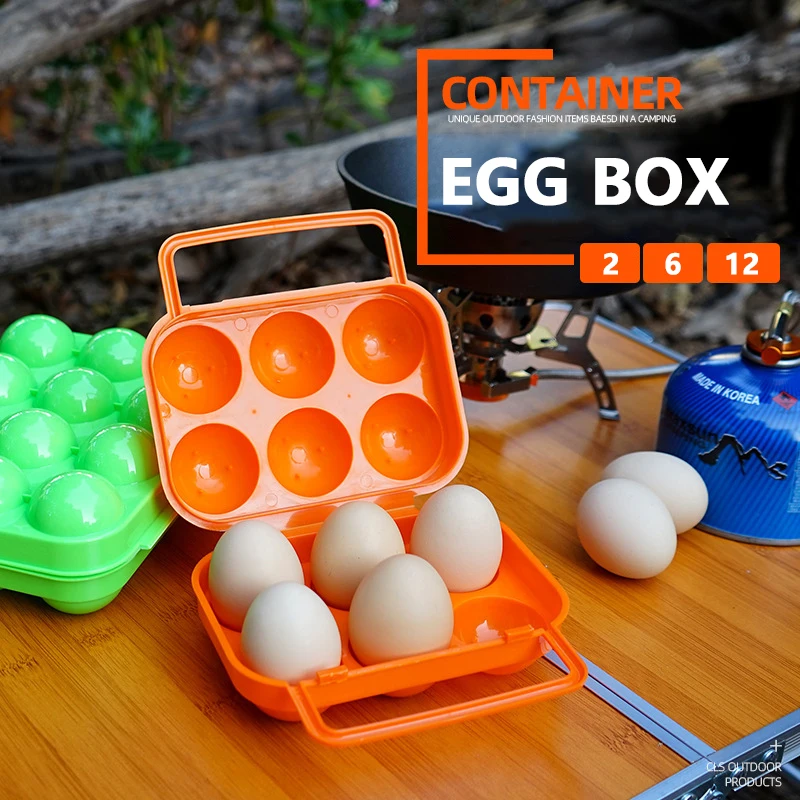 Outdoor Plastic Camping 6 Eggs Carrier Container  with Handle Portable  Kitchen Egg Holder Plastic Egg Storage Box