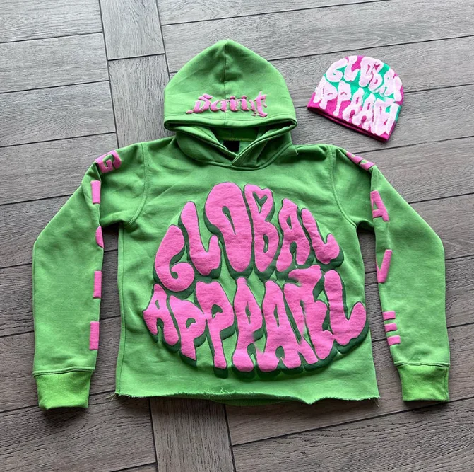 Bulk Wholesale Manufacturer No Pocket Strings Cut Edge Raw Hem Cropped Hoodie Men Custom Puff Printing Hoodies