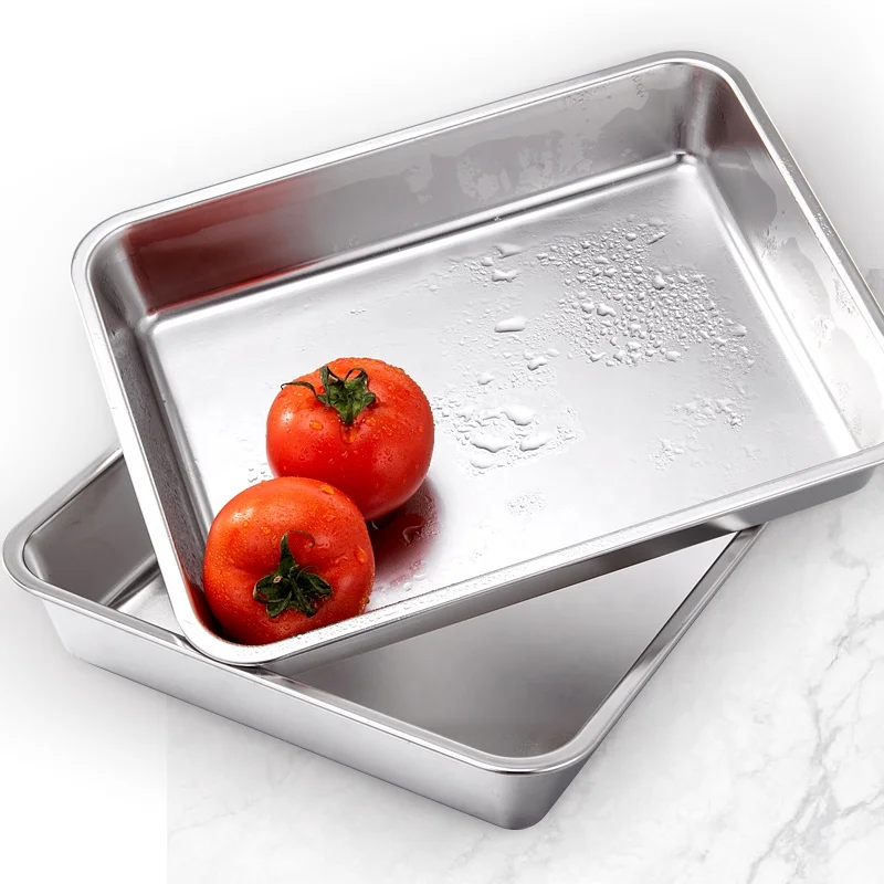 Zhongte Stainless Steel Tray Rectangle Food Serving Tray Baking Trays Pan Wholesale