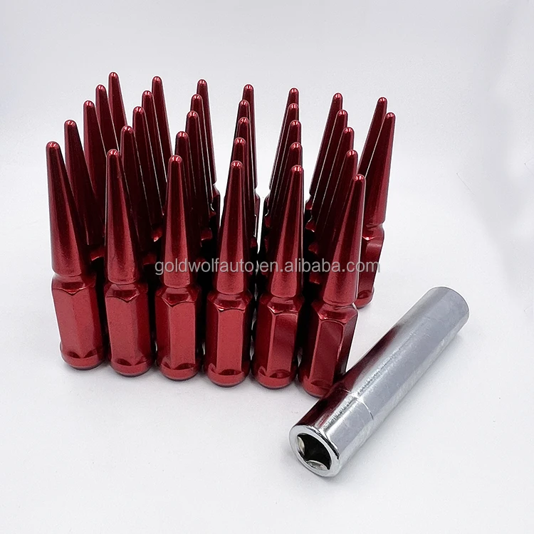 24pcs wheel nut with chrome socket 14*1.5 spike lug nut