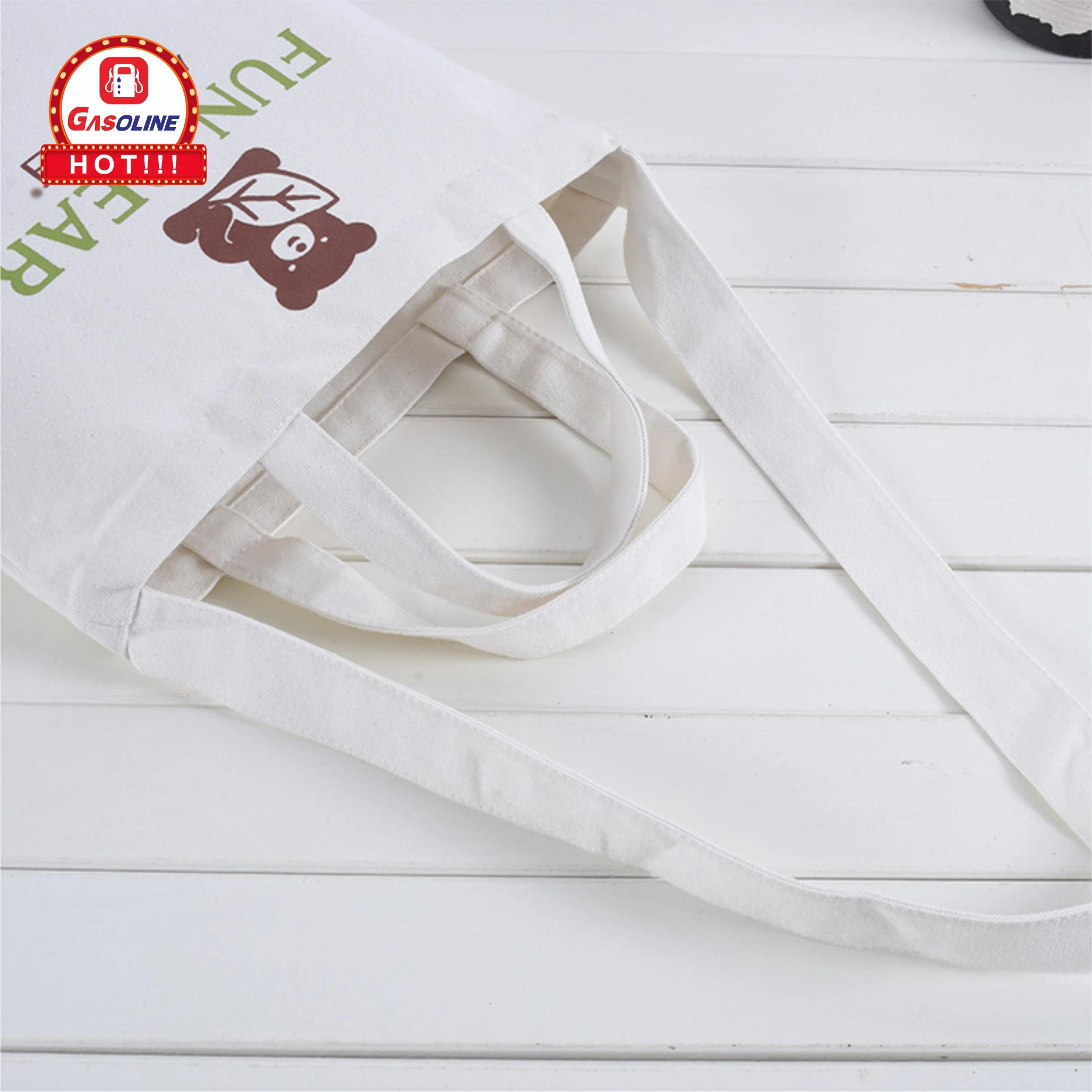 Custom Reusable eco friendly Natural White Beige cotton canvas grocery bags for supermarket