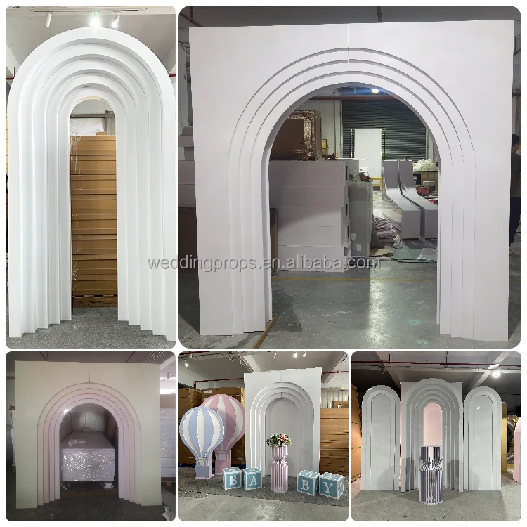 B02-238 Factory Customize New Design Wedding Backdrop Arch White Pvc Acrylic Panels 3d Wall for Events