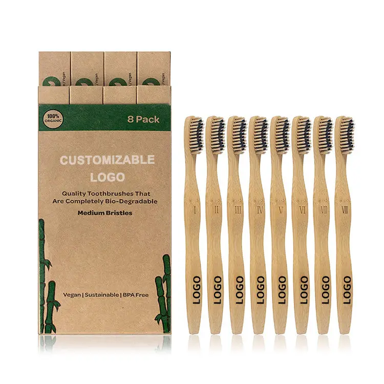 Wholesale eco friendly bamboo travel wooden toothbrush painted wood toothbrush bamboo