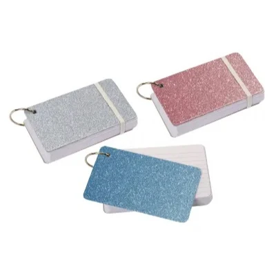 Glitter Ring Binders Paper Index Cards  Easy Flip blank Flash Cards Study Cards