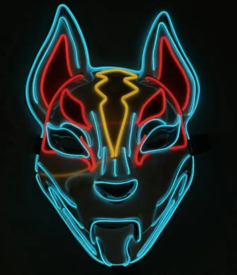 Plastic LED Light up EL Wire Mask Payday 2 Themed Costume Cosplay Mask Face Mask