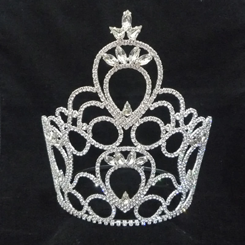 Wholesale Custom Crown Clear Rhinestone Pageant Crowns Crystal adjust Contour Band Tiara