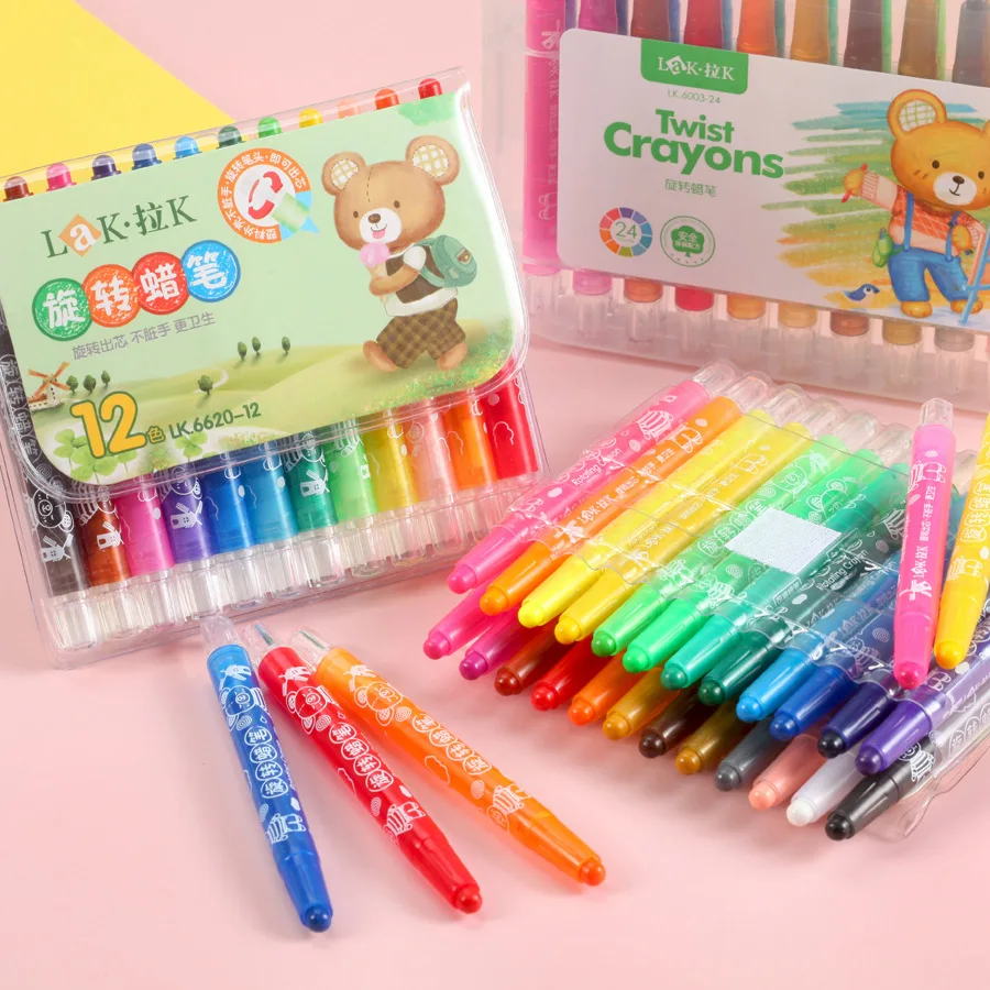 
Smooth Plastic Box Non Toxic Draw Coloring Rolling Crayon For Children 