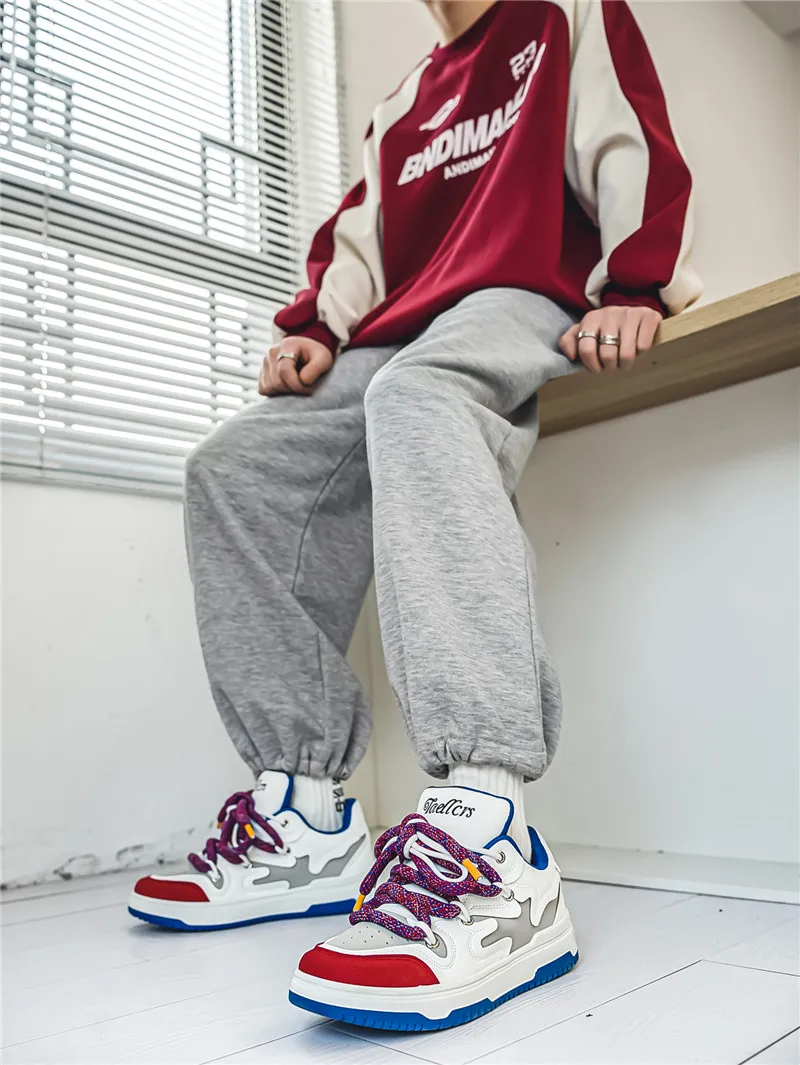 OEM ODM New Style Fashion Couple Platform Men Custom Logo Big String Designer Walking Skateboard Sneakers Casual Shoes