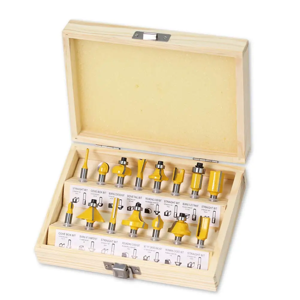 15PCS Milling Cutter tungsten carbide woodworking carbide tipped spiral router bit cnc router bit  wood carbide router bit set