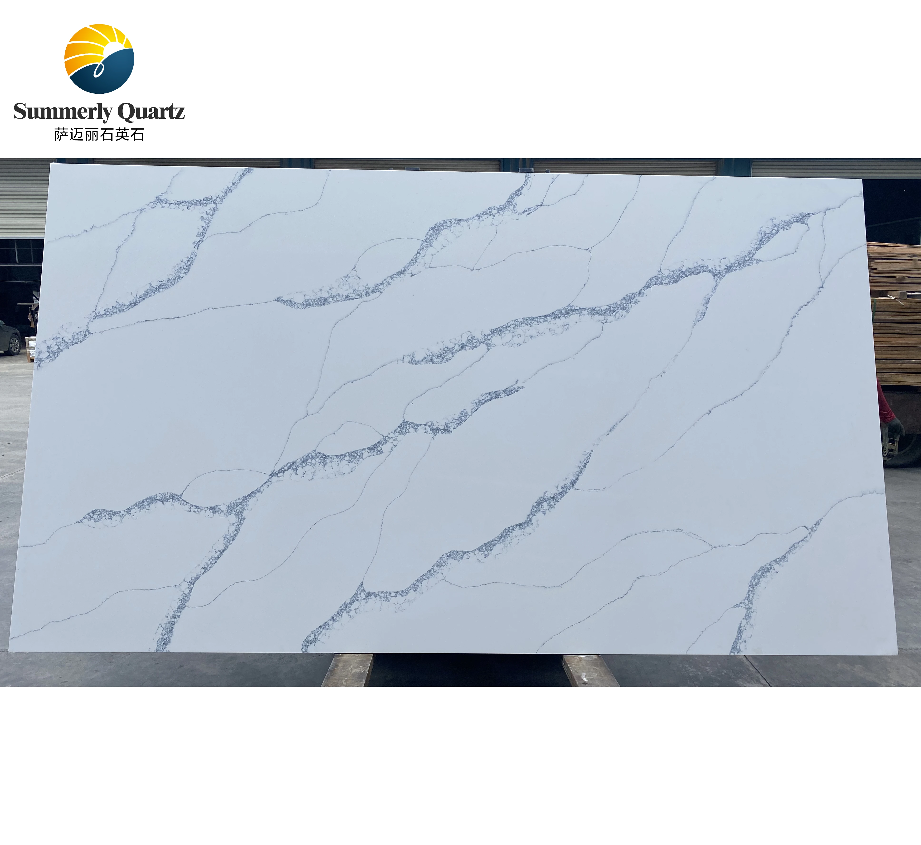 Artificial Quartz Stone White Calacatta for Kitchen Countertops Quartz Wholesale Prices Silica Free Quartz
