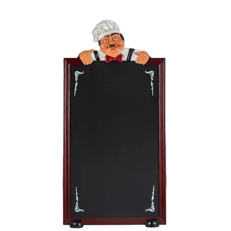 Factory Price Resin Italian Fat Chef Restaurant Figurines Mini Statue Welcome Board Ornaments for Table Decoration