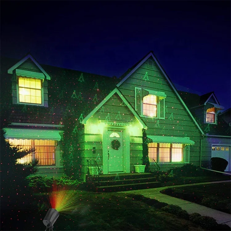 
Outdoor Waterproof Night Sensor Red Star and Green Christmas Tree Stars Shower Laser Light Projector 