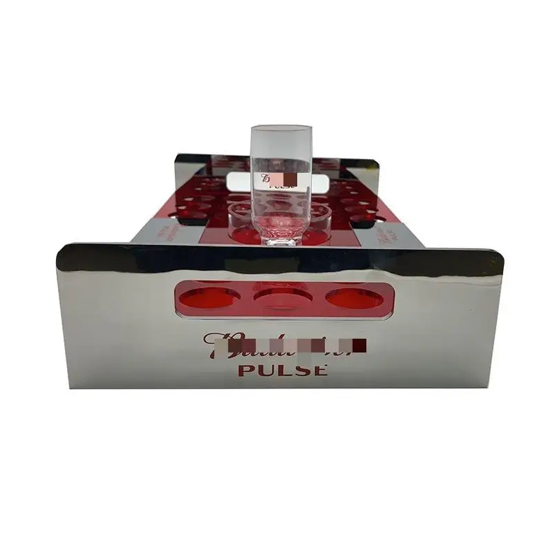 Custom Acrylic Bottle Service Tray Acrylic Shot Glasses Holder Acrylic Wine Glass Display Stand