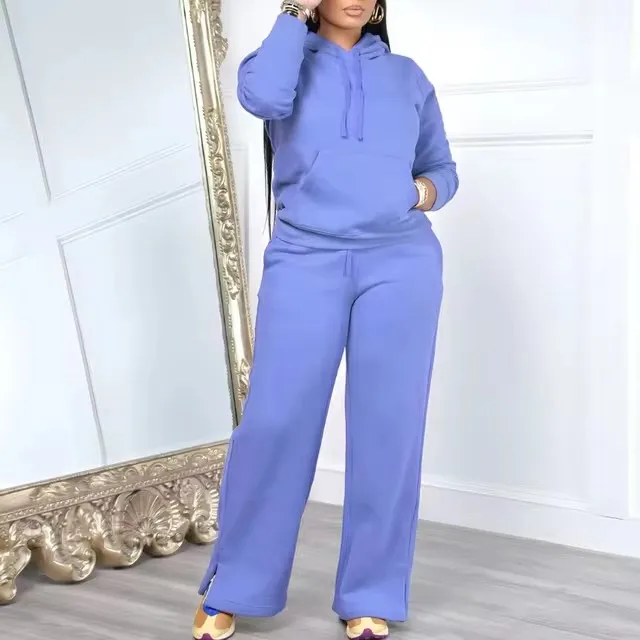 Custom Logo Women Cotton High Quality Slim Fit Blank Fall Track Sweat Suit 2 Piece Jogger Suit Set