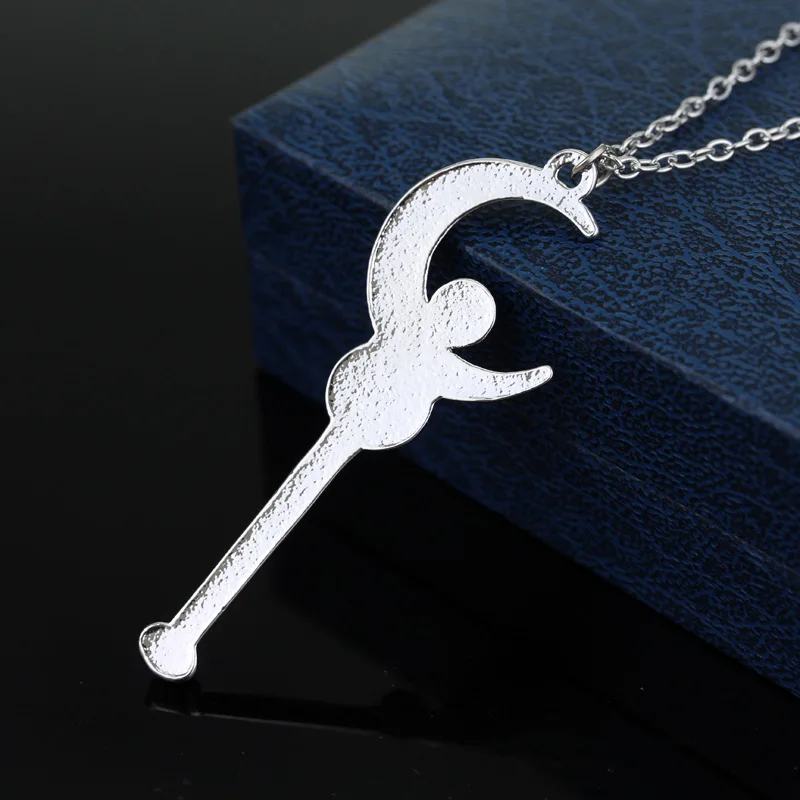 Anime Sailor Moon Hold on star moon truncheon Key chain Alloy  Sailor Moon magic stick necklace