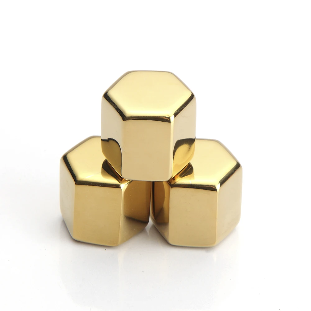 
New arrival hexagon shape stainless steel reusable whiskey chilling stone for drinks 