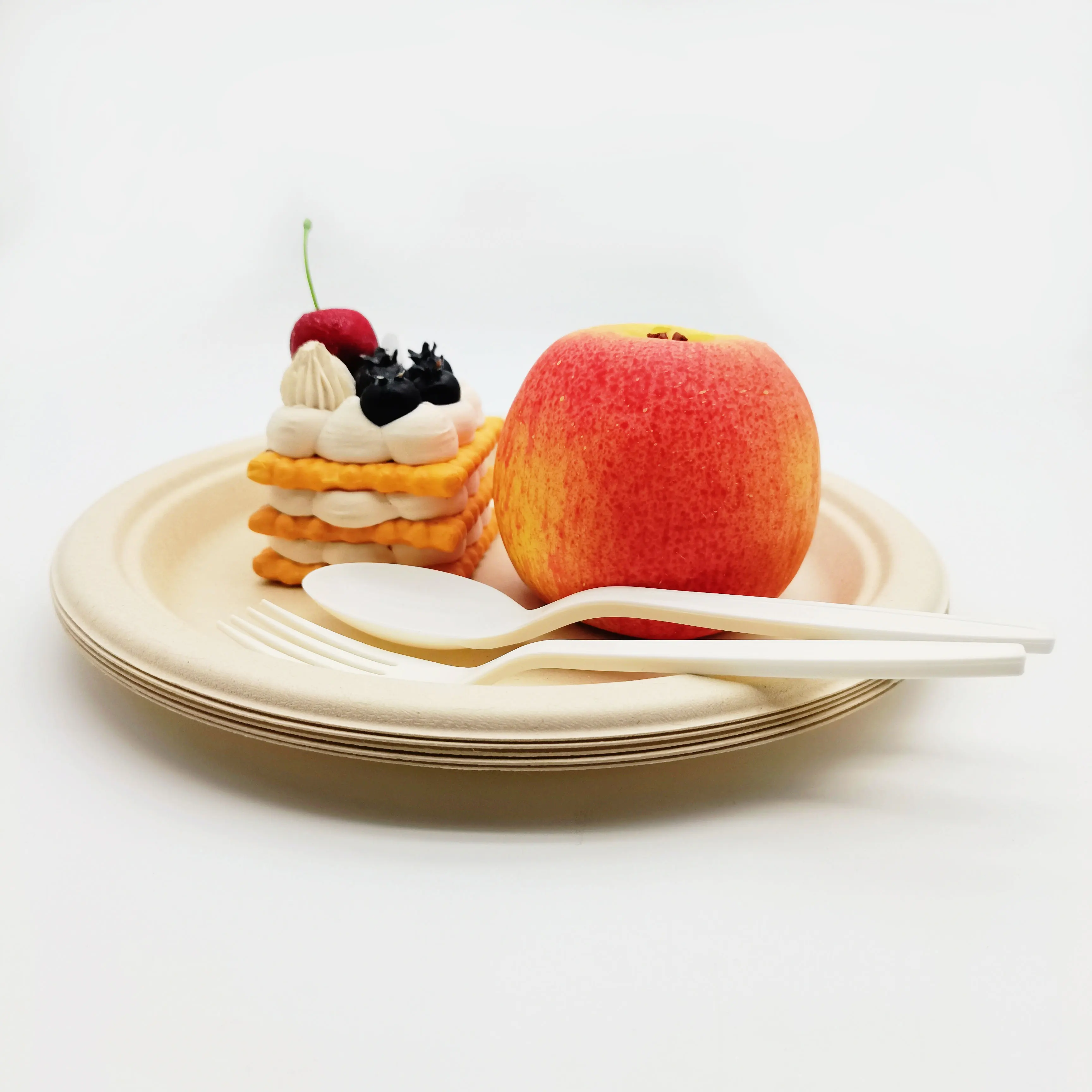 ECOLIFE 100% Eco Friendly Compostable Biodegradable Sugarcane Bagasse Pulp Round Paper Plate For Party Home