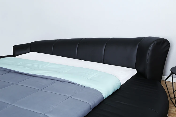 Willsoon furniture pu lerather king size LED round Upholstered furniture bed