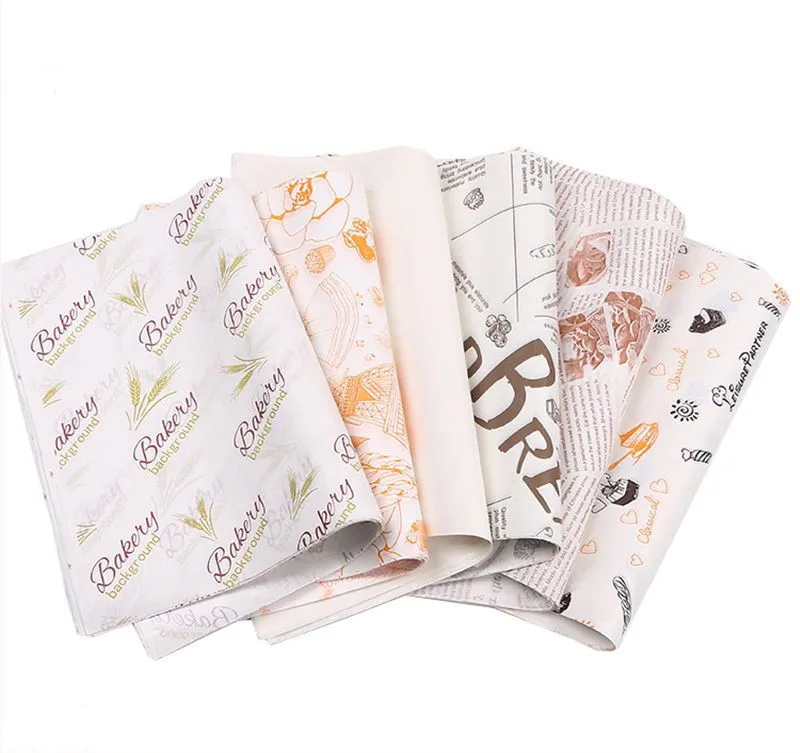 Food Grade Custom Design Sandwich Burger Bread Oilproof Wax Paper Restaurant Food Packaging Paper Wrapping Greaseproof Paper