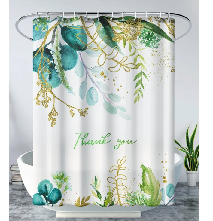 
digital printing waterproof sets shower curtain set 4 pcs for bathroom 