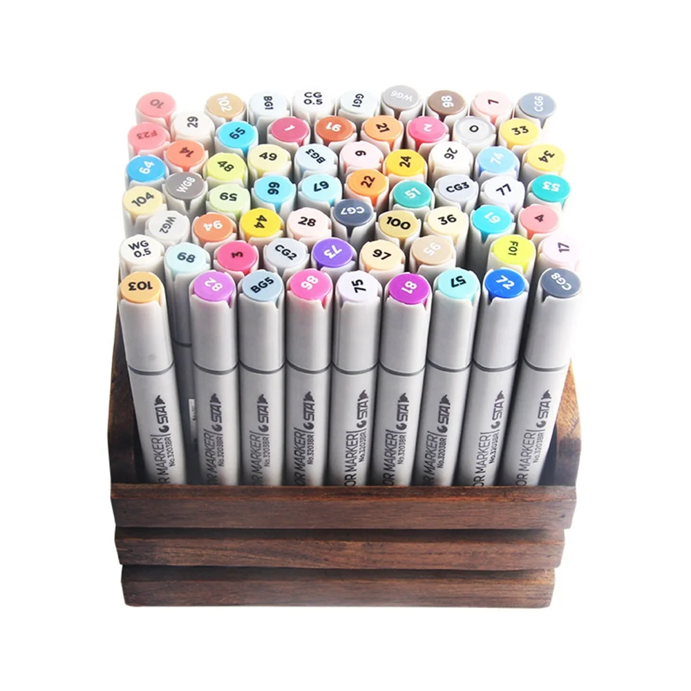 Magic Designer Brand 128-Color Art Markers Double Point Tip Set Alcohol-Based with Paint Conical Tip for Artistic Creations
