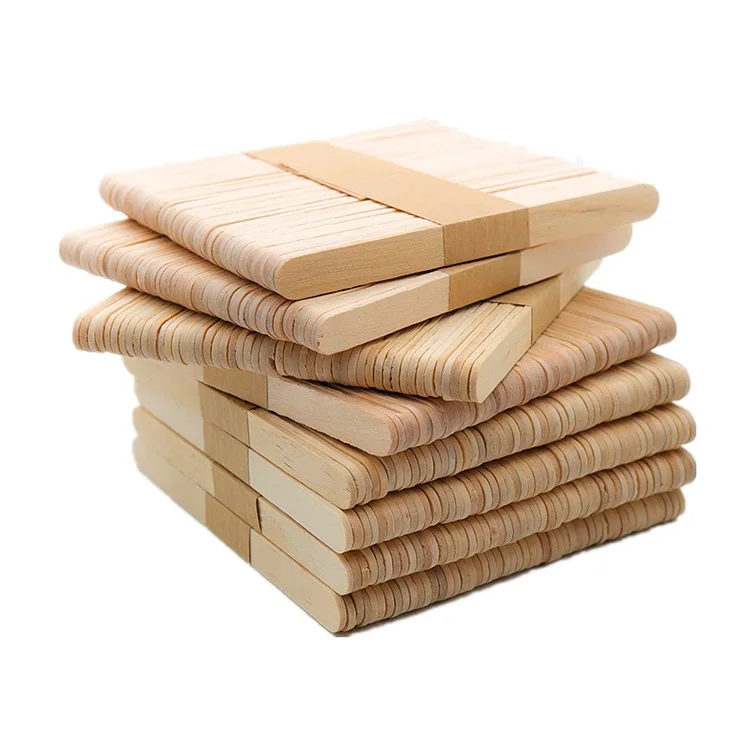 114x10x2 Eco-Friendly Disposable Wooden Ice Cream Sticks With Paper Card Printing