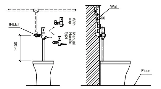 Rajeyn Commercial Brass IR Automatic Touch Free Toilet Sensor Flush Valve Flusher  with Manual Handle