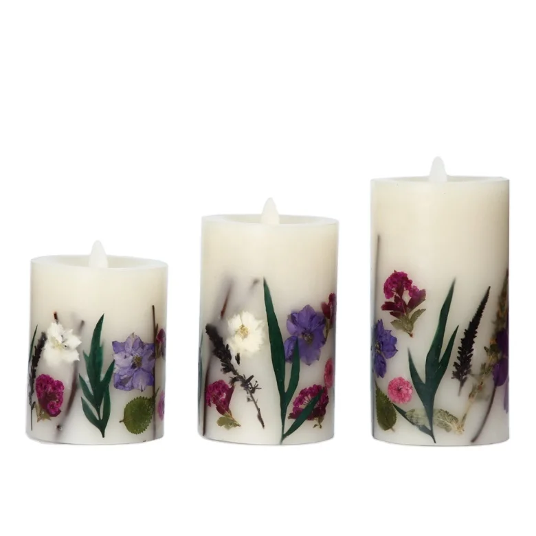 
wholesale luxury scented wax candles with flowers and plants 