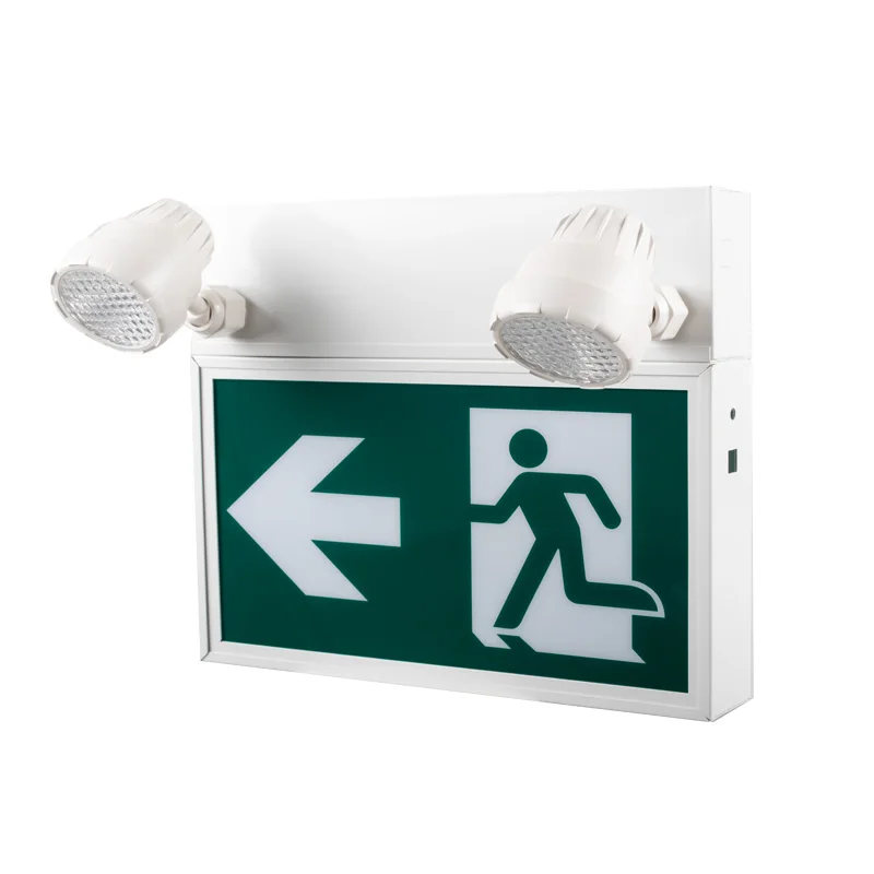 Emergency Exit Light Combo Fire Safety Metal Exit Sign LED Emergency Light 2*2W/2*5W