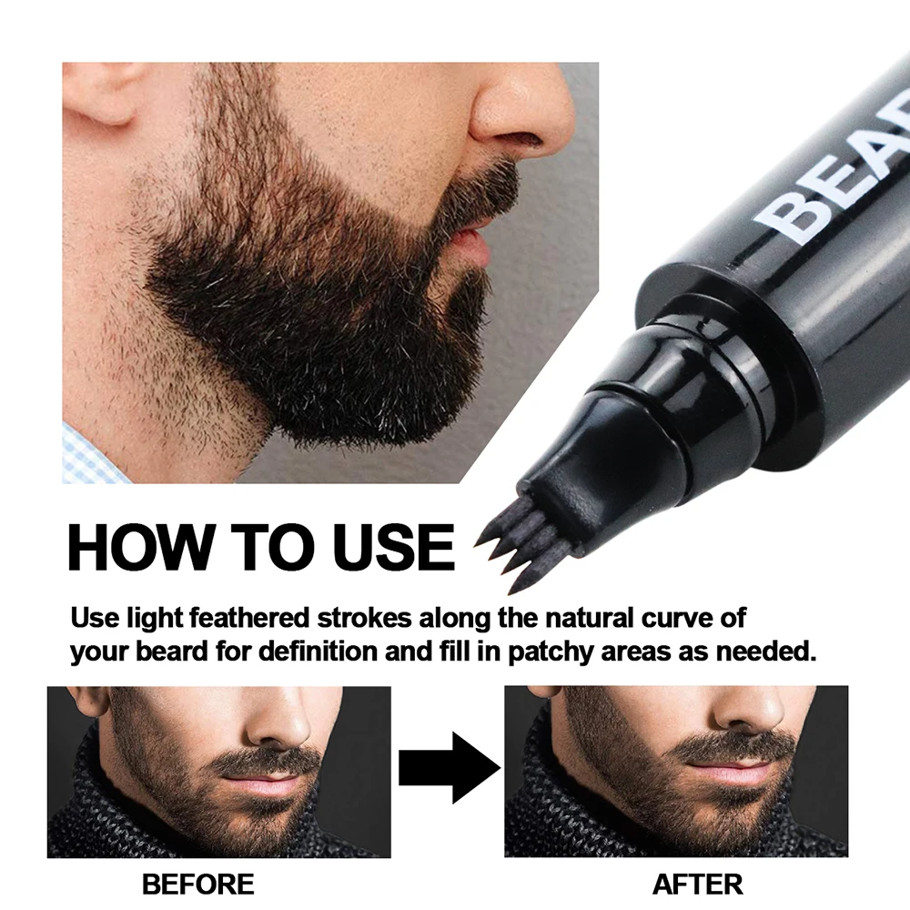 Custom Logo Water Proof Long Lasting Beard Filler Pencil Pen Coverage Natural Men Moustache Beard Pencil Filler