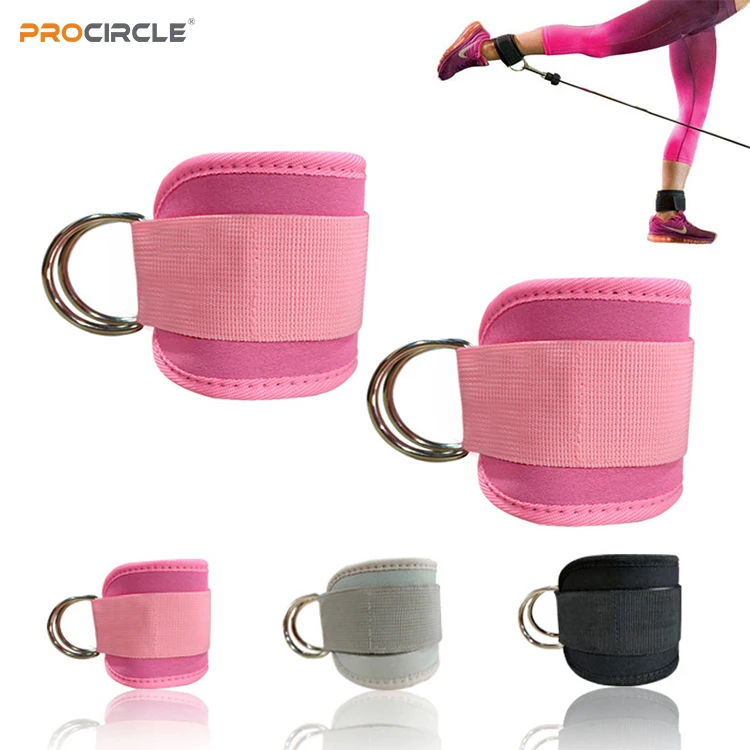 WA-F2032 Cable Machine Glutes Exercises Ankle Straps D-Ring Adjustable Ankle Wrist Cuffs with Neoprene Padded Straps