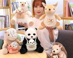 Plush double animal plush toy mother and son dolls cloth dolls Lovely  Plush Doll Bolster Pillow for Kids Birthday