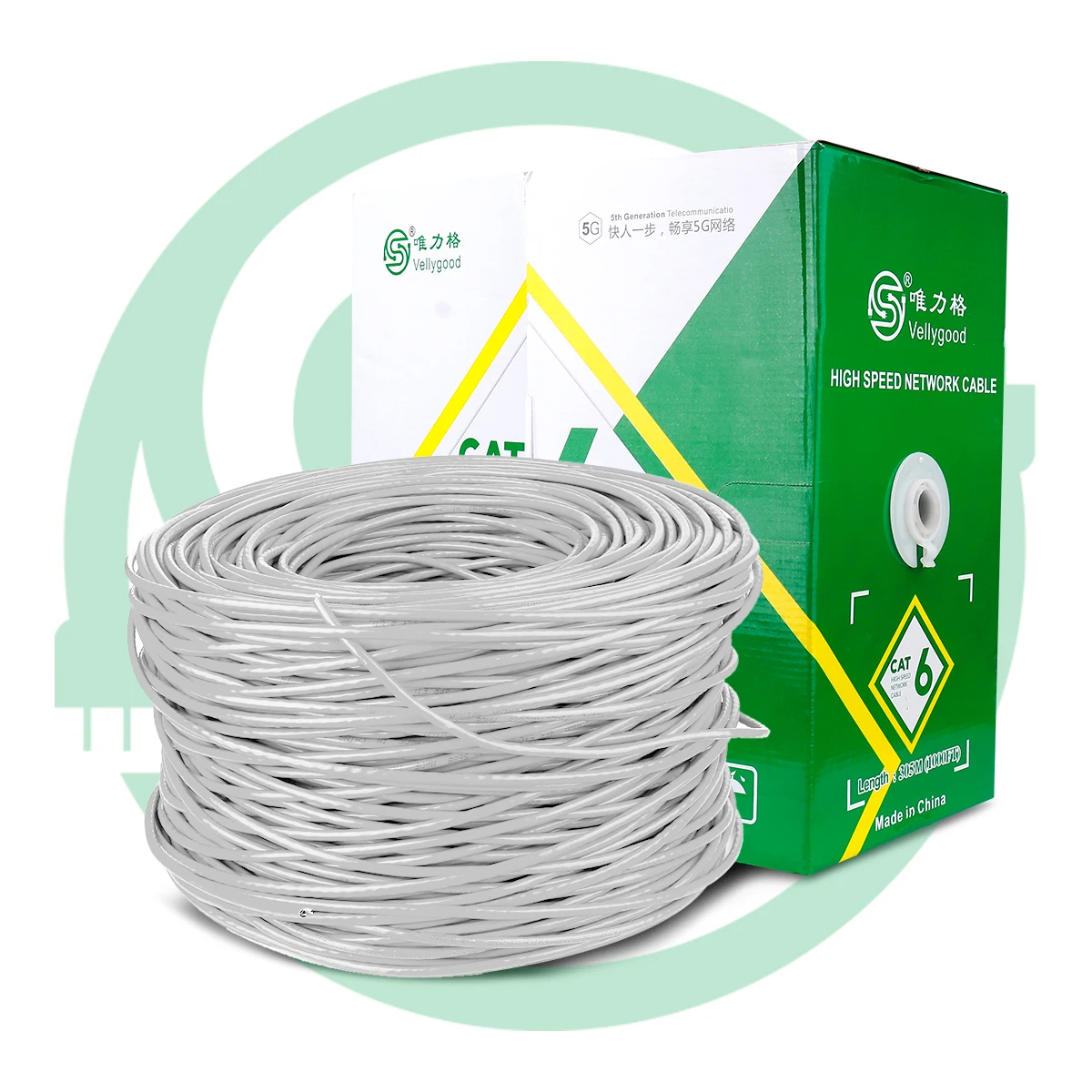 305m Factory Price Utp Cat 6 Cat6 Twisted Cord Network Lan Cable Ethernet Shield FTP Black Jacket White Blue Copper PVC Box ROHS