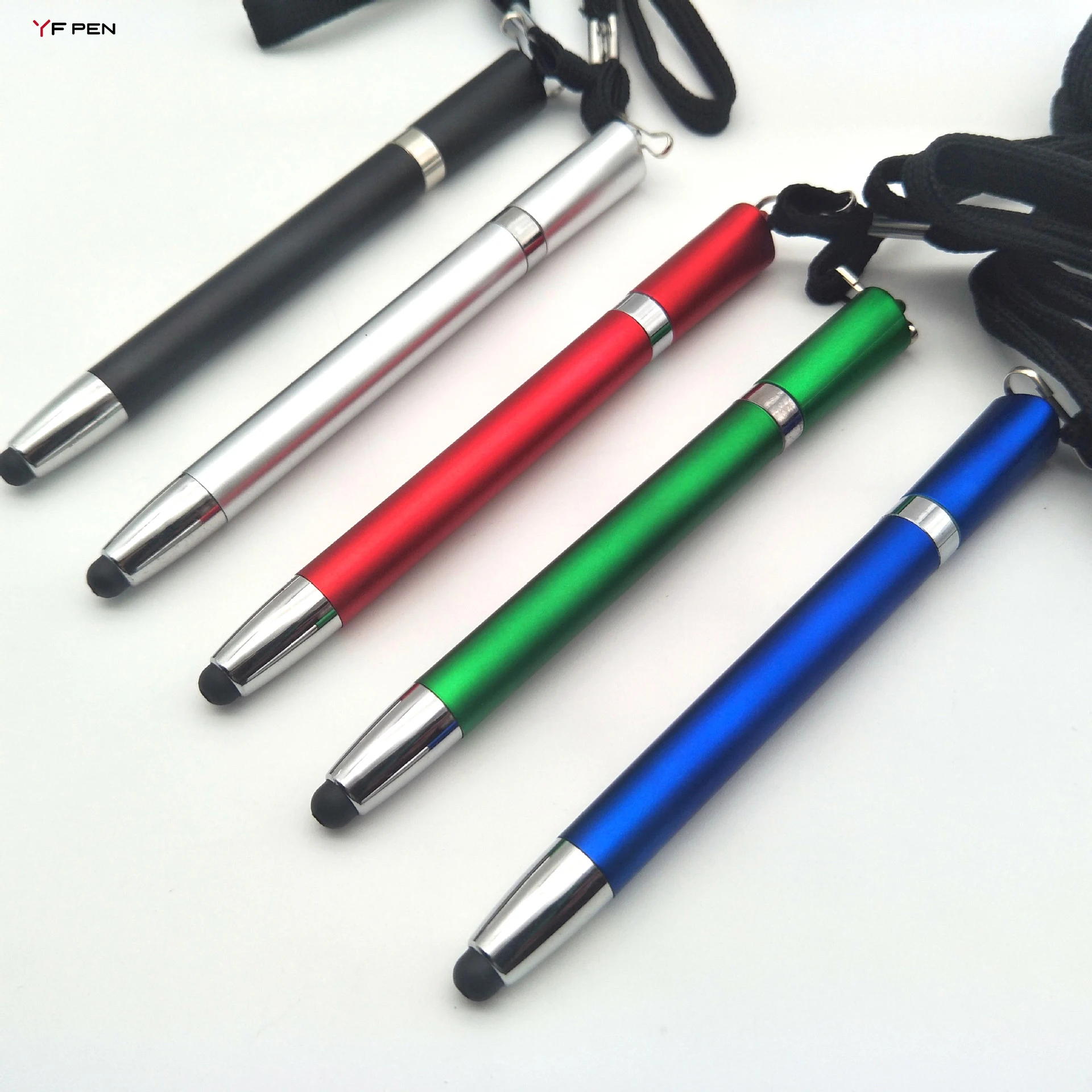 Promotional Pens Metallic plastic twist action stylus lanyard rope pen with custom Logo for Gift or advertising