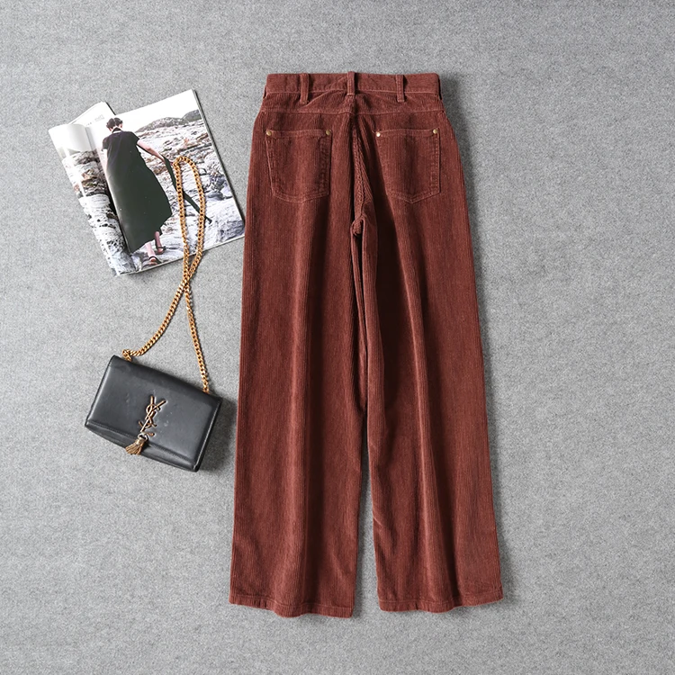 Latest Spring Autumn Women Clothing Trousers Corduroy Casual Loose Wide Leg Fashion Pants