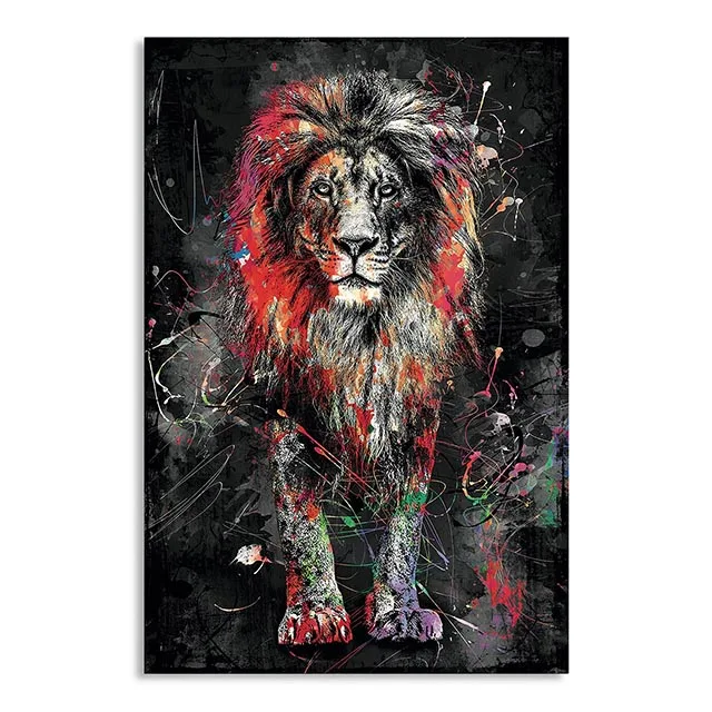 Giraffiti Art Abstract Lions Oil Paintings on Canvas Animals Posters and Prints for Home Wall Art Decorative HD Pictures