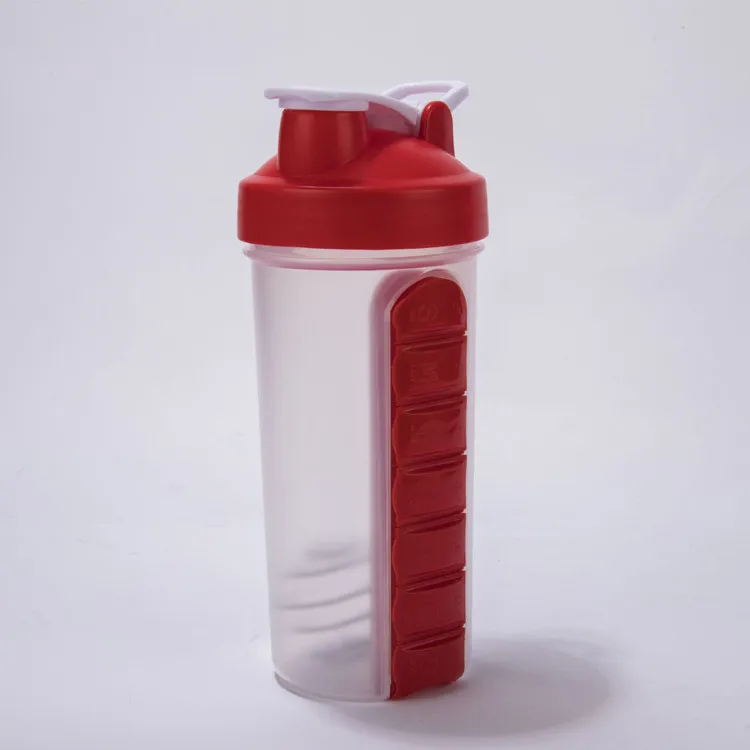 CHUFENG Plastic Gym Bottle Custom LOGO with Pill Case Sports Combine Daily Organizer Blend Bottle Protein Shaker