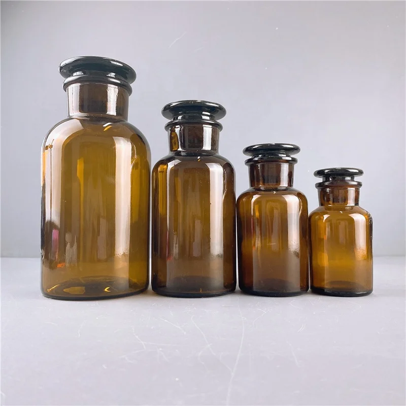 Amber Glass Reagent Bottle Ground Glass Stopper Amber Laboratory Bottle