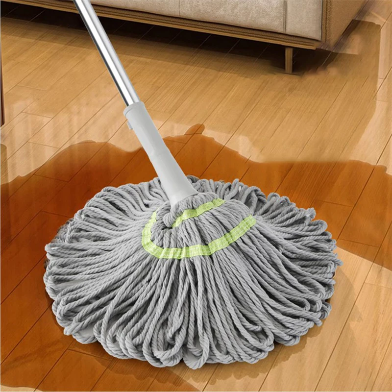 Household Rotatable Microfiber Cotton Mop Long Handle Self-Twisting Washable Water Dust Mop