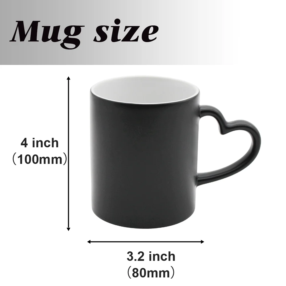 36 Packs MR.R 11oz Sublimation Blank Ceramic Mugs with Heart Handle Magic Mug Matte Surface Drinking Mug