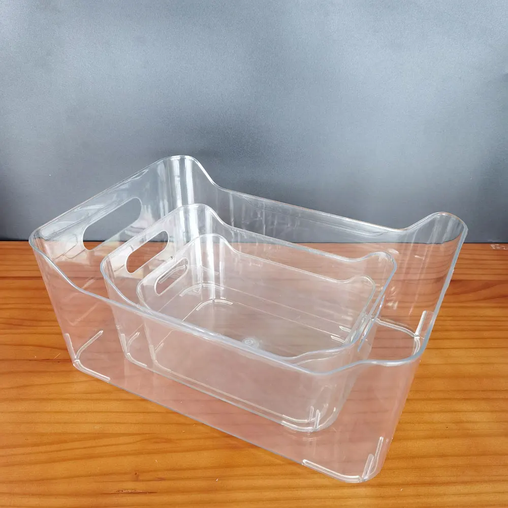 
Real custom clear transparent PET drawer refrigerator plastic storage bins wholesale pantry freezer fridge organizer 