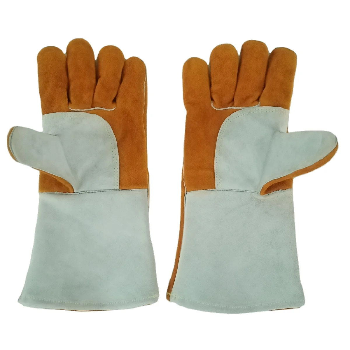 Top Quality Split Cowhide Leather Double Palm Reinforced Fingers Welding Gloves for Stick MIG Welder