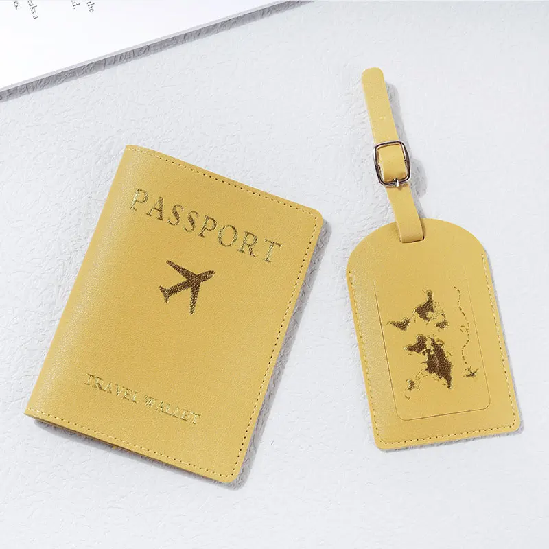 ПУ кожа горячая штамповка посадочный талон держатель карты набор паспортный держатель багажная бирка