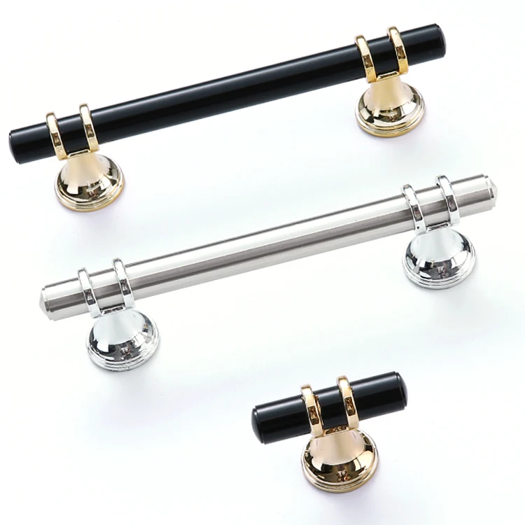 Cabinet Furniture Fittings Black Single Hole Handle Wholesale Cross Border Wardrobe Door Handle Gold Aluminum Alloy Drawer