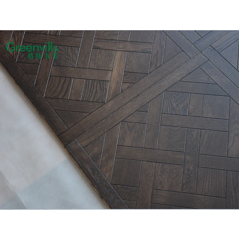 Dark color engineered oak parquet , white oak natural wooden flooring +solid wood floor