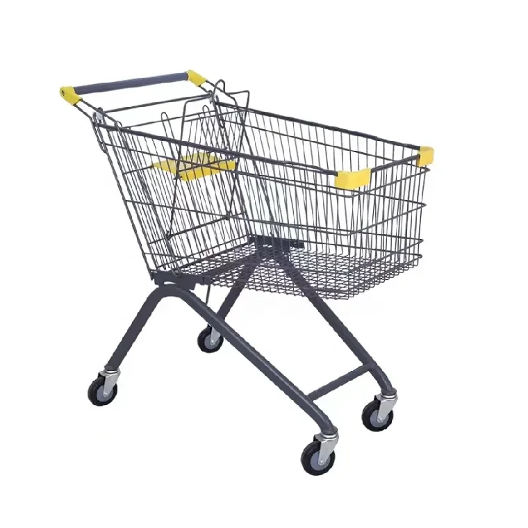 High Quality Supermarket Shopping Trolley Grocery Cart With Four Wheels