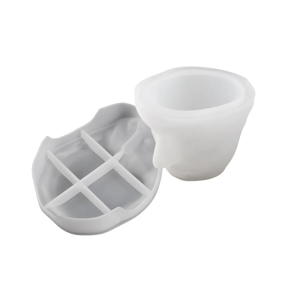 BSP70 3D face sculpture abstract art Thinker Plaster Clay Face silicone coffee cup and saucer set silicone molds